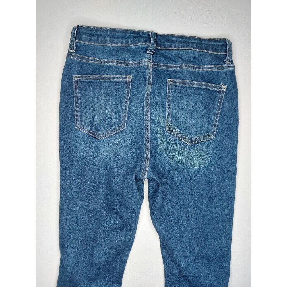 Jelly Jeans Womens Juniors Size 9 Dark Blue Distressed Denim Jeans Raw Hem - Picture 13 of 16